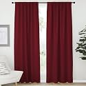 NICETOWN Christmas Blackout Curtain Panels for Girls (Red Color) 52W x 72L, 2 Panels, Noise Reducing Back Tab Blackout Draperies