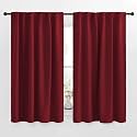 NICETOWN Christmas Burgundy Bedroom Blackout Draperies Panels - (Red Color) 52 inches x 63 inches, 2 Panels Set, Thermal Insulated Blackout Curtains/Drapes for Present