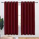 NICETOWN Christmas Burgundy Bedroom Curtains Blackout Draperies, Home Decorations Thermal Insulated Solid Grommet Top Blackout Drapes for Cafe (One Pair, 70 x 72-inch)