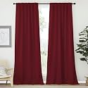 NICETOWN Christmas Burgundy Curtains Blackout Draperies Panels, Thermal Insulated Blackout Drapes for Sliding Door, Burgundy Red Color, 52" x 95", 2 Panels