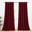NICETOWN Christmas Burgundy Window Curtains Blackout Drapes, Thermal Insulated Solid Grommet Blackout Curtains/Draperies for Laundry Room (One Pair, 70 by 95-inch, Burgundy Red)