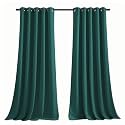 NICETOWN Christmas Curtain Panels Blackout Draperies Decoration, Thermal Insulated Solid Grommet Blackout Curtains/Drapes (Hunter Green, 2 Panels, 70 by 95-inch)