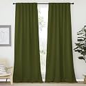 NICETOWN Christmas Living Room Blackout Curtains - (Olive Green Color) 52" Wide by 108" Long, Set of 2, Thermal Insulated Window Drape Panels for Living Room