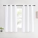 NICETOWN Draperies Curtains Panels, 2 Panels, 42 by 60, White, Blocking Out 50% Sunlight Window Treatment Curtains, Grommet Top Small Window Drapes for Bedroom