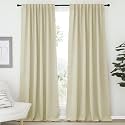 NICETOWN Extra Long and Wide Room Darkening Curtains for Patio Sliding Glass Door, Window Treatment Curtains and Draperies with Rod Pocket &amp; Back Tab (Beige, 2 Panels, 70" Wide x 108" Long)