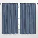 NICETOWN Extra Wide Kitchen Room Darkening Curtains, Privacy Window Treatment Blackout Drapes for Dining Room (Stone Blue, 70" Wide x 63" Long, Set of 2)