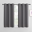 NICETOWN Grey Blackout Cafe Curtain Panels for Bedroom, Thermal Insulated Grommet Top Blackout Draperies and Drapes for Basement (2 Panels, W42 x L40-inch, Grey)