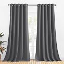NICETOWN Grey Blackout Curtain Panels for Bedroom, Thermal Insulated Grommet Top Blackout Draperies and Drapes for Basement (2 Panels, W70 x L95-inch, Grey)