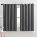 NICETOWN Grey Blackout Curtain Panels for Bedroom, Thermal Insulated Grommet Top Blackout Draperies and Drapes for Basement (2 Panels, W70 x L63-inch, Grey)