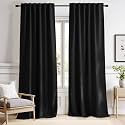 NICETOWN Halloween Black Blackout Living Room Curtains 84 inches Long, Black Out Curtain Panels for Bedroom - (Black Color) W52 x L84, 1 Pair, Thermal Insulated Blackout Draperies Window Treatment