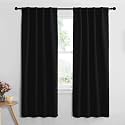 NICETOWN Halloween Black Out Curtain Panels for Bedroom - (Black Color) W34 x L72, 1 Pair, Thermal Insulated Blackout Draperies Window Treatment for Hall Room