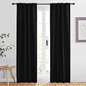 NICETOWN Halloween Black Out Curtain Panels for Bedroom - (Black Color) W34 x L84, 1 Pair, Thermal Insulated Blackout Draperies Window Treatment for Hall Room