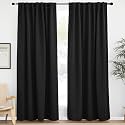 NICETOWN Halloween Black Out Panels for Bedroom - (Black Color) W62 x L84, 1 Pair, Sliding Door Curtains, Insulating Thermal Blackout Curtains for Bedroom Window Bathroom Doorway Front Interior Door