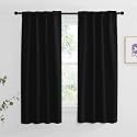 NICETOWN Halloween Blackout Curtains Window Panel Drapes - (Black Color) W34 x L63, Double Panels, Home Decoration Light Blocking Thermal Insulated Rod Pocket &amp; Back Loop Draperies for Living Room