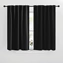 NICETOWN Halloween Short Curtains for Kitchen Window - (Black Color) W42 x L40, Double Panels, Home Decoration Light Blocking Thermal Insulated Blackout Rod Pocket &amp; Back Loop Draperies for Cupboard