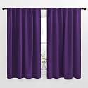 NICETOWN Kitchen Blackout Draperies Curtains for Window - (Royal Purple) 52 by 63 inches, Set of 2 Panels, Energy Saving Rod Pocket/Back Tab Blackout Drapes