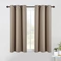 NICETOWN Kitchen Blackout Short Curtain Panels for Bedroom, Taupe, 2 Panels, W42 x L45 -Inch, Thermal Insulated Grommet Top Blackout Draperies and Drapes