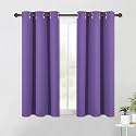 NICETOWN Kitchen Blackout Short Curtain Panels for Bedroom, Lilac Purple, 2 Panels, W42 x L45 -Inch, Thermal Insulated Grommet Top Blackout Draperies and Drapes