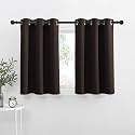 NICETOWN Kitchen Blackout Window Treatments Curtains - Eyelet Top Home Fashion Blackout Curtains Tailored Panels (Double Panels, W42 x L36 inches 1.2 inches Header, Toffee Brown)