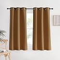 NICETOWN Kitchen Curtain Panels Blackout Draperies, Gold Brown, 1 Pair, 34 by 60-Inch, Thermal Insulated Solid Grommet Blackout Curtains/Drapes