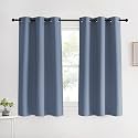 NICETOWN Kitchen Curtains Blackout Drapes, Stone Blue, 42" Wide x 60" Long, Set of 2, Thermal Insulated Grommet Top Window Treatment Curtain Panels for Cupboard, Small Window