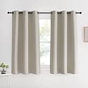 NICETOWN Kitchen Curtains, Short Curtains for Bedroom Windows, Natural, 42" W by 60" L, 1 Pair, Thermal Insulated Room Darkening Curtain Panels for Girls Room, Cafe