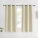 NICETOWN Kitchen Curtains, Short Curtains for Bedroom Windows, Beige, 42" W by 60" L, 1 Pair, Thermal Insulated Room Darkening Curtain Panels for Girls Room, Cafe