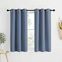 NICETOWN Kitchen Curtains Small Window Curtains &amp; Drapes, Thermal Insulated Solid Grommet Panels for Cupboard, Loft, Cafe, Dining Room (Stone Blue, 34" W x 48" L, 2PCs)