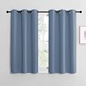 NICETOWN Kitchen Curtains Small Window Curtains &amp; Drapes, Thermal Insulated Solid Grommet Panels for Cupboard, Loft, Cafe, Dining Room (Stone Blue, 42" W x 40" L, 2PCs)