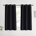 NICETOWN Living Room Blackout Curtains and Drapes, 2 Panels, 42 inches Wide by 60 inches Long, Black Solid Thermal Insulated Grommet Blackout Drapery Panels for Window