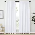 NICETOWN Living Room Curtain Drapes - (White Color) W70 x L84, Set of 2, Window Treatment Drapery Panels