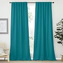 NICETOWN Living Room Curtain Panels - (Peacock Teal Color) W52 x L108, 2 PCs, Back Tab/Rod Pocket Room Darkening Window Treatment Draperies