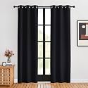 NICETOWN Living Room Curtains 80 inch Length 2 Panels Set, Black, W34, Blackout Thermal Insulated Window Treatment Solid Grommet Room Darkening for Bedroom/Home Office
