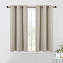 NICETOWN Modern Blackout Curtains Noise Reducing, Thermal Insulated and Privacy Room Darkening Drape Panels for Boy's Guest Room Door Small Short Window (Natural, 2 Panels, W42 x L45 -Inch)