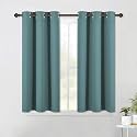 NICETOWN Modern Blackout Curtains Noise Reducing, Thermal Insulated and Privacy Room Darkening Drape Panels for Boy's Guest Room Door Small Short Window (Greyish Blue, 2 Panels, W42 x L45 -Inch)
