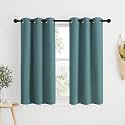 NICETOWN Modern Blackout Curtains Noise Reducing, Thermal Insulated and Privacy Room Darkening Drape Panels for Boy's Guest Room Door Small Short Window (Greyish Blue, 2 Panels, W34 x L48 -Inch)