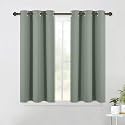 NICETOWN Modern Blackout Curtains Noise Reducing, Thermal Insulated and Privacy Room Darkening Drape Panels for Boy's Guest Room Door Small Short Window (Sage Green, 2 Panels, W42 x L45 -Inch)