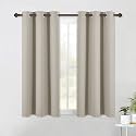 NICETOWN Modern Blackout Curtains Noise Reducing, Thermal Insulated and Privacy Room Darkening Drape Panels for Boy's Guest Room Door Small Short Window (Natural, 2 Panels, W42 x L54 -Inch)