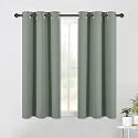 NICETOWN Modern Blackout Curtains Noise Reducing, Thermal Insulated and Privacy Room Darkening Drape Panels for Boy's Guest Room Door Small Short Window (Greyish Green, 2 Panels, W42 x L54 -Inch)