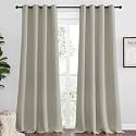 NICETOWN Natural Blackout Curtains Panels for Bedroom, 2 Panels, 52 x 92 Inch, 3 Pass Microfiber Noise Reducing Thermal Insulated Solid Ring Top Blackout Window Drapes