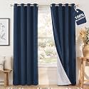 NICETOWN Navy Blue Blackout Curtains 96 inches Long, 2 Panels, W52 x L96