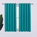 NICETOWN Peacock Teal Thermal Insulated Curtains Blackout Draperies, Window Treatment Solid Grommet Room Darkening Drape Panels for Bedroom (Set of 2, 70 by 54 inches Long)