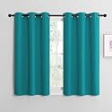 NICETOWN ROM Darkening Curtains 40 inch Length 2 Panels, Thermal Insulated Grommet Blackout Curtains for Modern Casual Elegant Bedroom Kids Room Theme Decoration (Peacock Teal, 2 Pieces, W42)
