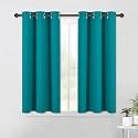 NICETOWN ROM Darkening Curtains 45 inch Length 2 Panels, Thermal Insulated Grommet Blackout Curtains for Modern Casual Elegant Bedroom Kids Room Theme Decoration (Peacock Teal, 2 Pieces, W42)