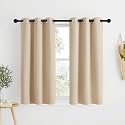 NICETOWN Room Darkening Curtain Panels for Cafe, Thermal Insulated Grommet Room Darkening Draperies/Drapes for Window (Biscotti Beige, 2 Panels, W34 x L48 -inch)