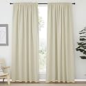 NICETOWN Room Darkening Curtains for Living Room, Rod Pocket &amp; Back Tab Window Curtains, Eatra Long Drape Panels for Office (Beige, 70" W x 84" L per Panel, 2 PCs)