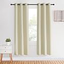 NICETOWN Room Darkening Curtains Panels for Bedroom, Beige, 2 Panels, 34 x 70 Inch, Energy Saving Thermal Insulated Solid Ring Top Light Blocking Window Drapes for Flat