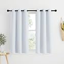 NICETOWN Room Darkening Draperies Curtain Panels 48 inches Long, Window Treatment Thermal Insulated Grommet Room Darkening Curtains/Drapes for Bedroom (Greyish White, 2 Panels, 34 inch Wide)