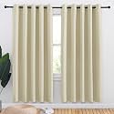 NICETOWN Room Darkening Draperies Window Curtain Panels, Thermal Insulated Grommet Room Darkening Curtains for Bedroom (Beige, 2 Panels, W70 x L72 -inch)