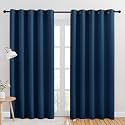 NICETOWN Room Darkening Draperies Window Curtain Panels, Moroccan Blue, 2 Panels, W60 x L84 -inch, Thermal Insulated Grommet Room Darkening Curtains for Bedroom